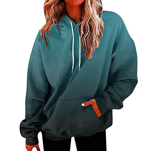 tsaChick Kapuzenpullover Winter 2023 Damen Lange Ärmel Casual Shirts mit Kapuze Druck Crewneck Pullover Sweatshirt Tops w2863 Blue 38 von tsaChick