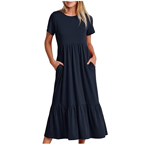 tsaChick Kleid Damen Sommer Lang V-Ausschnitt Wickelkleid 2023 Sommermode Kurzarm Langarm Blumen Rüschen Maxikleid Strandkleid mit Gürtel von tsaChick