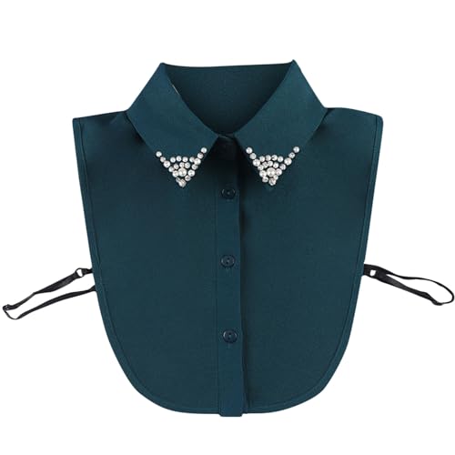 tsaChick Krageneinsatz Damen Perle Strass dekorative Kragen Blusenkragen Einsatz Damen weiß oder schwarz 1 stücke Reverskragen Knopf Korean Fake Kragen Shirt Hemdkragen Einsatz Multifunktionale von tsaChick