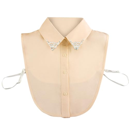 tsaChick Krageneinsatz Damen Perle Strass dekorative Kragen Blusenkragen Einsatz Damen weiß oder schwarz 1 stücke Reverskragen Knopf Korean Fake Kragen Shirt Hemdkragen Einsatz Multifunktionale von tsaChick