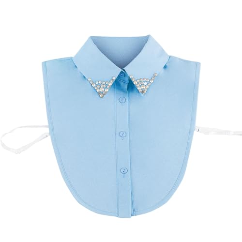 tsaChick Krageneinsatz Damen Perle Strass dekorative Kragen Blusenkragen Einsatz Damen weiß oder schwarz 1 stücke Reverskragen Knopf Korean Fake Kragen Shirt Hemdkragen Einsatz Multifunktionale von tsaChick