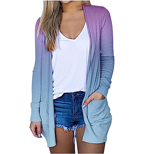 tsaChick Kurzarm Strickjacke Damen Sommer Schwarz Frauen Lange Ärmel Mode lässig bequem Taschen Druck Strickjacke Top Bluse KSI40 von tsaChick