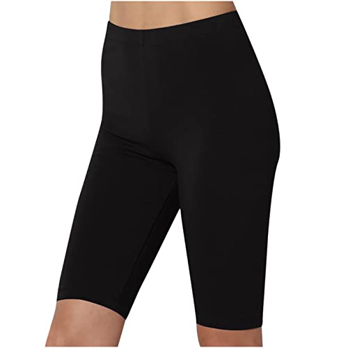 tsaChick Kurze Hose Damen Sport, Sommerhose Damen leicht elegant kurz, Sommerhose Damen leicht weites Bein bunt, Kurze Hosen Damen Sommer Knielang weiß, Black L von tsaChick