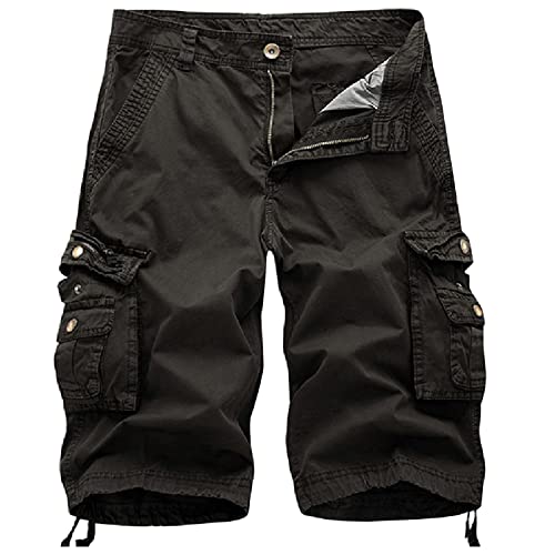 tsaChick Kurze Hosen Herren Chino Schwarz Herren Casual Reine Farbe Im Freien Tasche Strand Arbeit Hose Cargo Shorts Pant Bermuda Shorts Herren Kariert Shorts Herren Jeans Kurze Hosen Herren Sommer von tsaChick