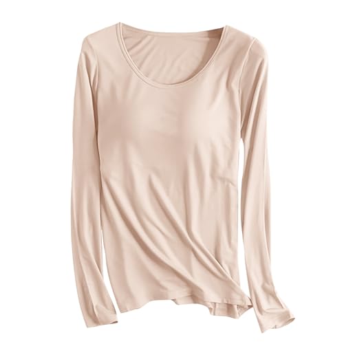 tsaChick Langarmshirt Damen Basic Tops mit integriertem BH Mieder Slim Fit gepolstertes Unterhemd BH Hemd U-Ausschnitt Bauchweg Shapewear Top Trägertop Body Shaper Long Sleeve Oberteil S-XXL tsaChick Langarmshirt Damen Basic Tops mit integriertem BH Mieder Slim Fit gepolstertes Unterhemd BH Hemd U-Ausschnitt Bauchweg Shapewear Top Trägertop Body Shaper Long Sleeve Oberteil S-XXL von tsaChick
