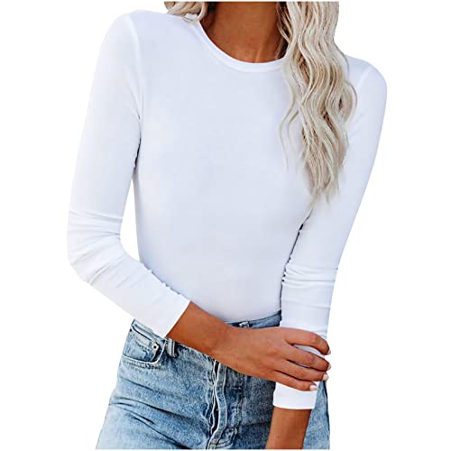 tsaChick Langarmshirt Damen Damen Rundhalsausschnitt Enges Unterteil Langarm Damen T-Shirt Top Long Sweatshirt Damen S-3XL von tsaChick