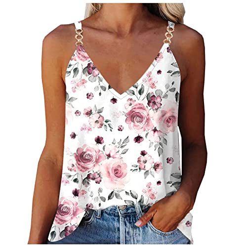 tsaChick Longtops Damen Lang Sale Angebot Tanktops Frauen Ärmellos Sports Crop Top Blumen Spaghetti Top Sommer Bowlinghemd V Neck Tanktops & Träger-Tops für Damen Spaghetti-Träger BXE74 von tsaChick