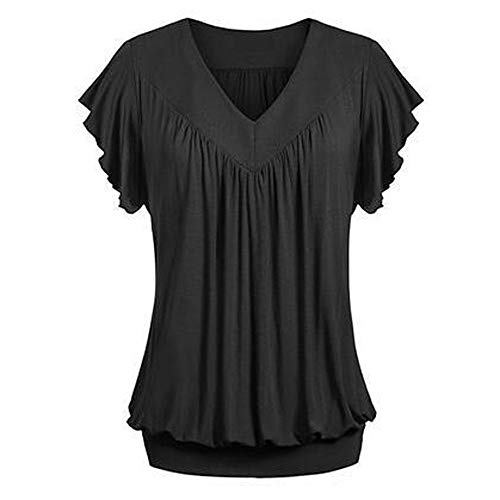 tsaChick Musselin Bluse Damen Damen Falten Kurzarm Tunika Batwing Rundkragen Bluse von tsaChick