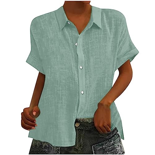 tsaChick Oberteile Damen Sommer Kurzärmeliges Hemd Mit Revers Und Knopfleiste Für Frauen Oberteile Damen Rückenfrei Tops Y2K Tops Damen Sexy Sommer Damen Tops Grosse Grössen Pullover Damen V von tsaChick