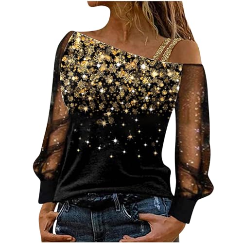 tsaChick Pailettenhose Damen Damen Mesh Oberteile Transparentes Durchsichtige Tops Sexy Langarmshirt Bluse Tunika Glitzer Pullover Damen 34-42 von tsaChick