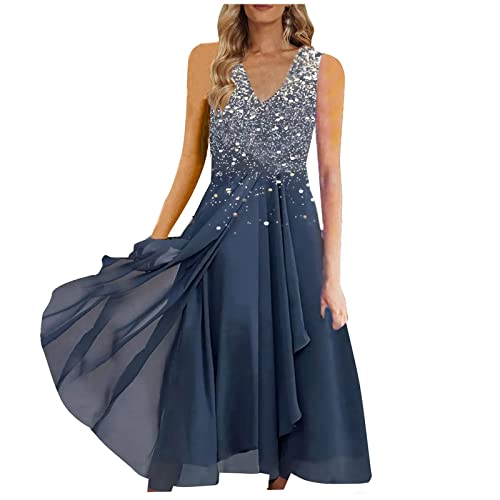 tsaChick Partnerlook Mama Tochter Kleid Sommer Kleider Für Frauen, Blumenmuster Ärmelloses V-Ausschnitt Kleid Plissierte Fließende Kleider Bandeau Kleid Damen Plus Size Damen Kleid Mond Batik von tsaChick