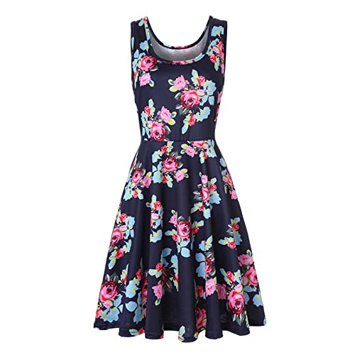 tsaChick Plus Size Kleid Frauen Lässig Ärmellose Tank Kleider Crewneck Sommer Print Kleid Für Strand Kleid Festlich Clearance Kleid Weiß Lang Leoparden Kleid Damen Clearance Stillkleid Festlich von tsaChick