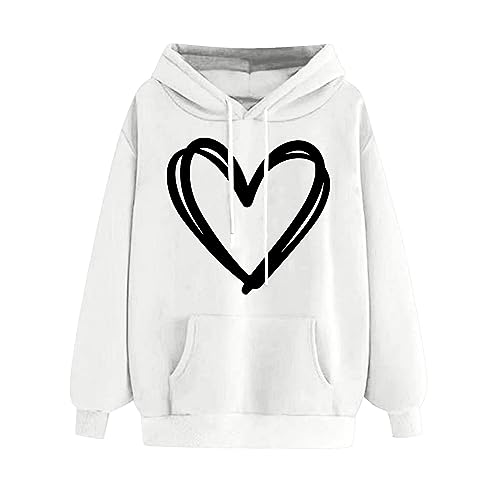 tsaChick Pullover MäDchen 164 Damen Rundhals Sweatshirt Oversized Pullover Tops Niedlich Herz Grafik Valentinstag Langarm Sweatshirt Pullover Damen Winter S-3XL von tsaChick