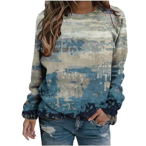 tsaChick Pullover Winter 2024 Damen Mode lässig drucken Rundhalsausschnitt lose Langarm-T-Shirt Tops Bluse ohne Kapuze Sweatshirts S-3XL von tsaChick