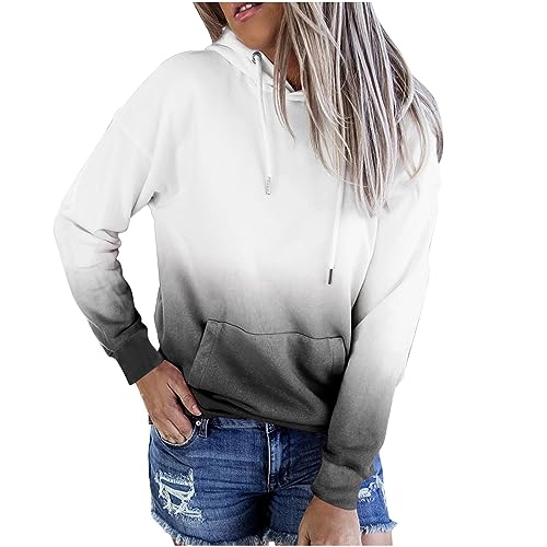 tsaChick Pullover & Strickjacken Für Damen Frauen Langarm Hoodie Mädchen Fleecepullover Damen Lässig Mit Kapuze Farbverlauf Hoodie Kapuzenpullover für Damen Erwachsener S-XXL WYC25 von tsaChick