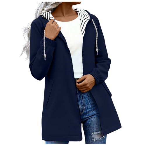 tsaChick Regenjacke Damen Lang Wasserdicht Atmungsaktiv Regenmantel Leichte Windbreaker Outdoorjacke Dünne Regenjacken Übergangsjacke Windjacke Wanderjacke Softshelljacke mit Kapuze Und Kordelzug von tsaChick