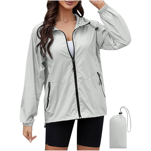 tsaChick Regenjacke Damen Wasserdicht Atmungsaktiv Faltbar Regenmantel Leichte Outdoorjacke Windbreaker Jacke Dünne Packbar Regenjacken Übergangsjacke Windjacke mit Kapuze von tsaChick