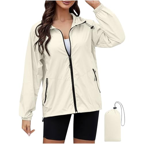 tsaChick Regenjacke Damen Wasserdicht Atmungsaktiv Faltbar Regenmantel Leichte Outdoorjacke Windbreaker Jacke Dünne Packbar Regenjacken Übergangsjacke Windjacke mit Kapuze von tsaChick