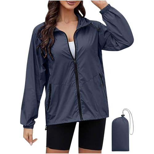 tsaChick Regenjacke Damen Wasserdicht Atmungsaktiv Faltbar Regenmantel Leichte Outdoorjacke Windbreaker Jacke Dünne Packbar Regenjacken Übergangsjacke Windjacke mit Kapuze von tsaChick