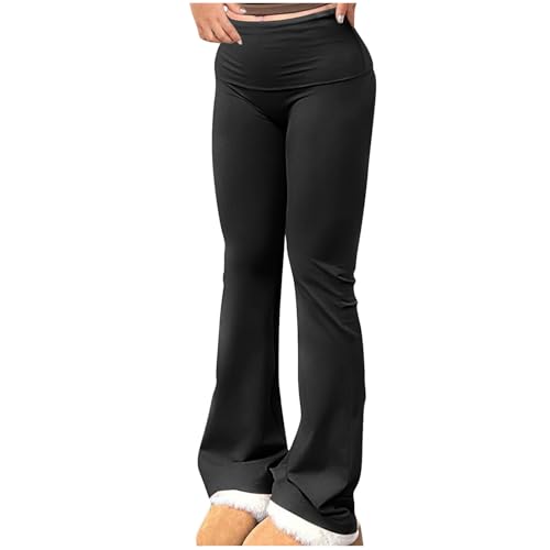 tsaChick Schlaghose Damen Flared Leggings Yogahose Baumwolle Weites Bein Sporthose Low Rise Lang Bootcut Jogginghose Stretch Y2K Gym Freizeithose Fitness Sweatpants Traininghose von tsaChick
