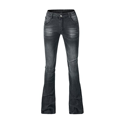 tsaChick Schlaghose Damen Jeans Große Größen Damen Super Slim Amy Jeans mit Hoher Taille Klassisches Design Bequeme Baumwollmischung Schwarz XL von tsaChick
