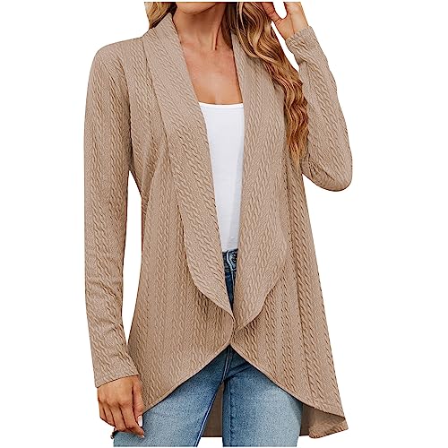 tsaChick Schwarze Cardigan Damen Lang Damen Mode Feste Farbe locker sitzende langärmelige Strickjacke Jacke KSS46 von tsaChick