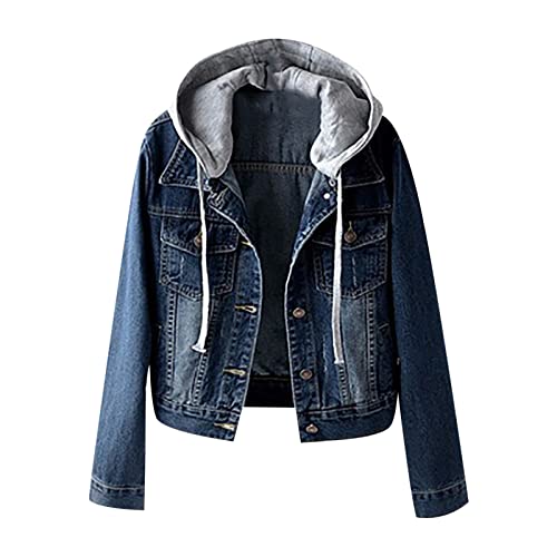 tsaChick Schwarze Jeansjacke Damen Herbst Jacken FüR Damen Elegant Langärmlige kapuzenlose lässige Outwear Jacken Patchwork Jeansjacke Jeansjacke Damen S-XXL von tsaChick