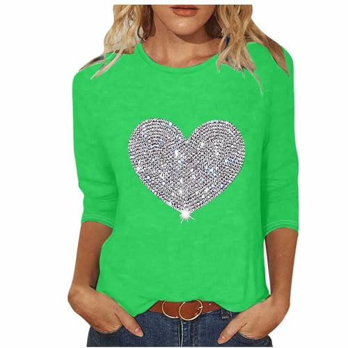 tsaChick Shirt Damen GrüN Karneval Cut Out Oberteil Damen Langarm Crop Top Mit Ausschnitt Langarmshirt Eine Schulterfrei Oberteil Grün XXL von tsaChick