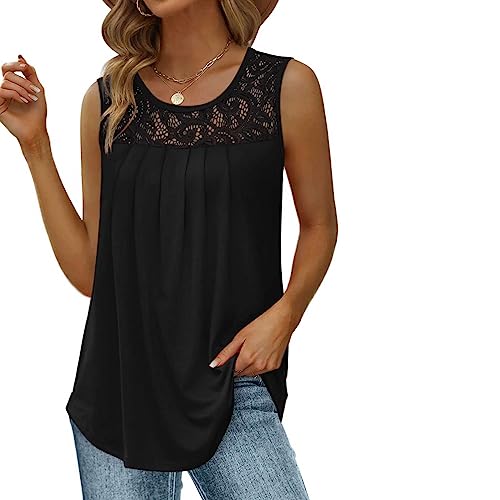 tsaChick Shirt Damen Sommer Damen Sexy Solide Rundhalsausschnitt Ärmelloses Tank Top Locker Shirt Damen Weiß Damen Shirt Schwarz Tshirt Kleid Damen Damen Tshirt Elegant Oberteile Damen Elegant Damen von tsaChick