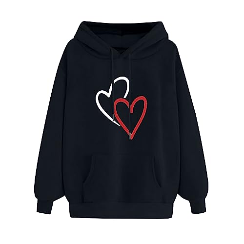 tsaChick Shirt Damen Valentinstag Fleecejacke Damen Mit Kapuze Damen Sweatshirt Pullover Damen Elegant Valentinstag Sweatshirt Damen S-3XL von tsaChick