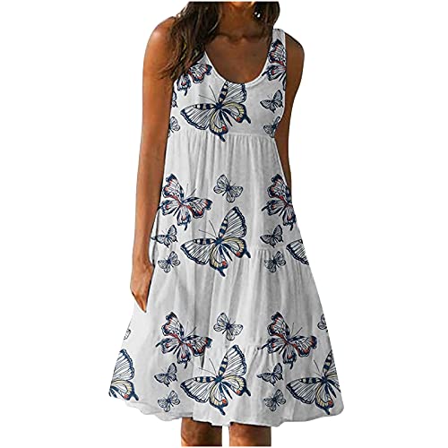 tsaChick Sommerkleid Damen Kurz Kleider Knielang Trägerkleid Spaghettiträger Strandkleider Blumen Freizeitkleid Wickelkleid XS-XXL von tsaChick