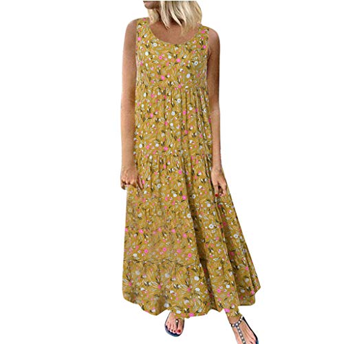 tsaChick Sommerkleid Damen Lang Boho Kleid S-5XL Mode 2023 Ärmelloses Ethnisches Maxikleid Strandkleid Neues Knöchellang Lose Lässiges Tank Kleid Langes Kleid Freizeitkleider Frauen Umstandskleider von tsaChick