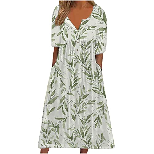 tsaChick Sommerkleid Damen Lang Hemdkleid S-3XL Mode 2023 Kurzarm Knopf V-Ausschnitt Floral Druck Freizeitkleid mit Taschen Neue Boho Maxikleid Strandkleid Partykleid Frauen MäDchen Umstandskleider tsaChick Sommerkleid Damen Lang Hemdkleid S-3XL Mode 2023 Kurzarm Knopf V-Ausschnitt Floral Druck Freizeitkleid mit Taschen Neue Boho Maxikleid Strandkleid Partykleid Frauen MäDchen Umstandskleider von tsaChick