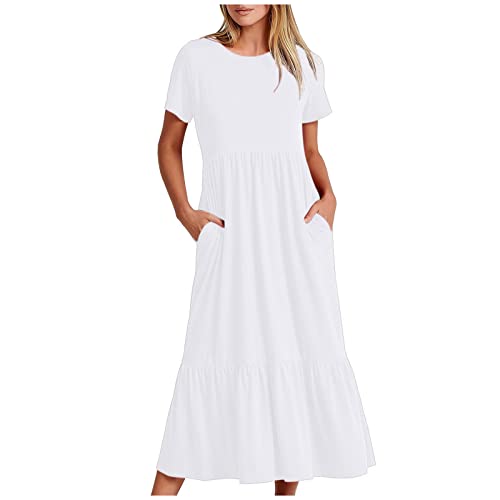 tsaChick Sommerkleid Damen Leinen Kleider Lang Leinenkleid Kaftan Kleid Maxikleid Elegant Große Größen Baumwolle Leinen Blusenkleid Boho Casual Freizeitkleid Maxi Langes Sommer Strandkleid von tsaChick