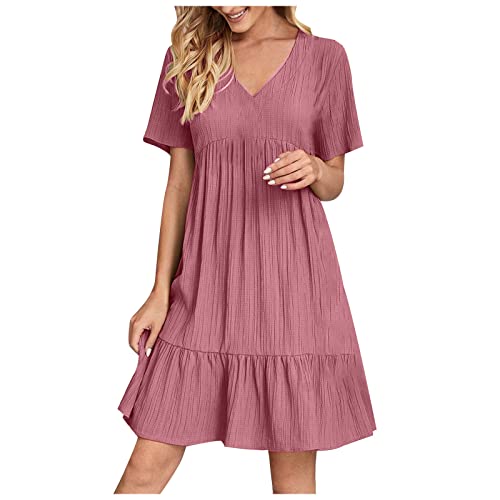 tsaChick Sommeroberteile für Damen, Boho-Stil, 3/4-Ärmel, V-Ausschnitt, vorne gebunden, Hemden, lässige Blumenblusen Red XXXL 44 von tsaChick