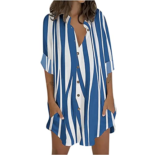 tsaChick SpaghettiträGer Kleid Damen Damen Sommerkleid Leinenkleider V-Ausschnitt Kurzarm Midi Kleid Lange von tsaChick