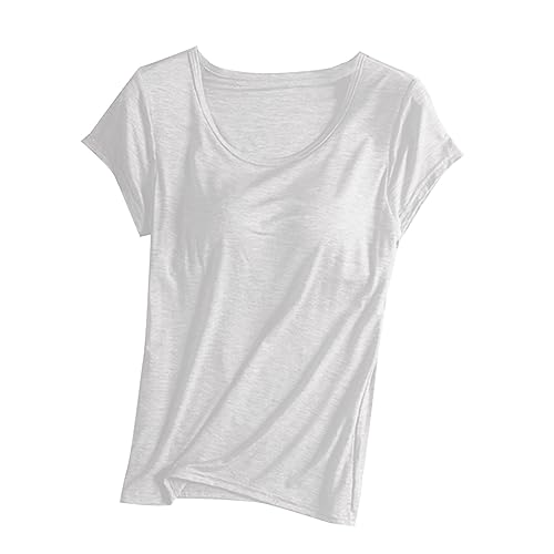 tsaChick Sportshirt Damen Damen Unterhemd BH-Hemd Basic U-Ausschnitt Eingebauter BH Bügelloser Gepolstert Tank Tops, XS-2XL von tsaChick