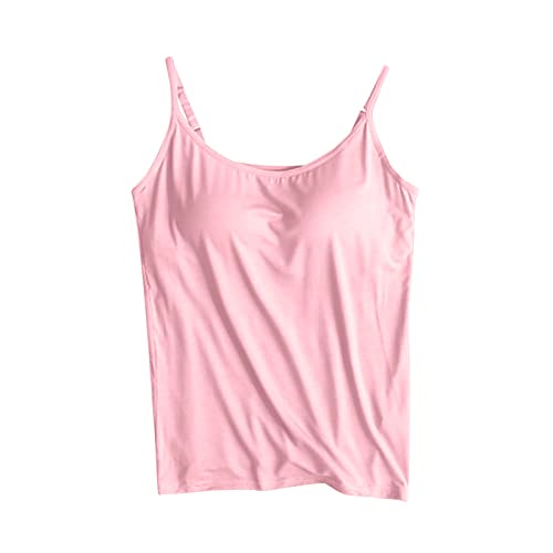 tsaChick Sporttop Damen Damen Unterhemd BH-Hemd Basic U-Ausschnitt Eingebauter BH Bügelloser Gepolstert Tank Tops, XS-2XL von tsaChick