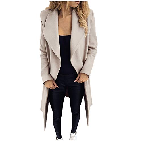 tsaChick Strickjacke Damen Kurz Mädchen Langärmelig Strickmantel Frau Strickmantel Lang Damen Women's Schluppenkragen Business Sommerjacke Herbst Solide Offene Vorderseite Coat KSU36 von tsaChick