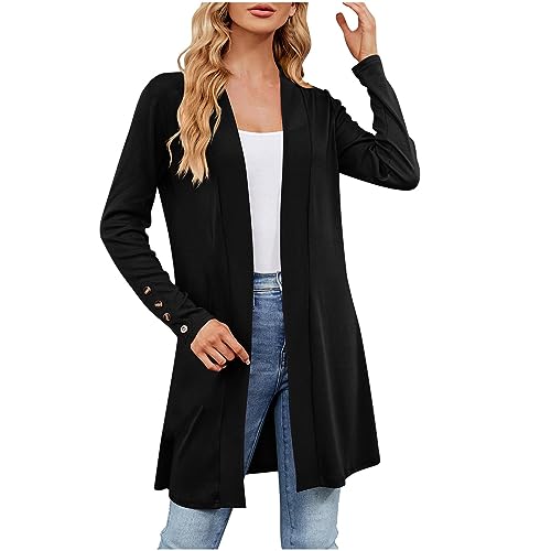 tsaChick Strickjacke Damen Warm Strickjacke Schwarz Damen Damen Mode Langarm Solide Farbe Manschetten Geteilter Saum Strickjacke Top Strickjacken Für Damen Weiß Strickjacke Damen L Schwarz S von tsaChick