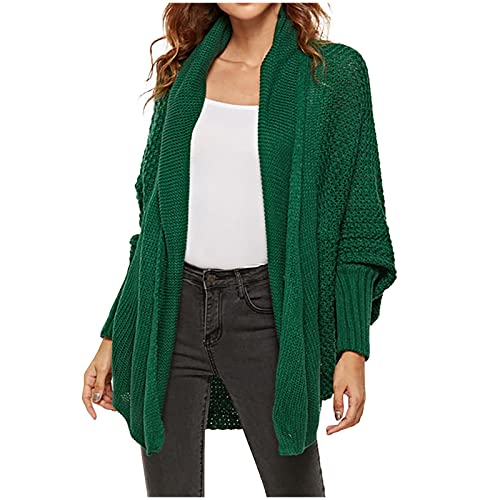 tsaChick Strickjacke Kurzarm Damen Mädchen Langarm Jacket Frau Cardigan Damen Lang Sommer 3/4 Arm Female Lang Wasserfall Klassisch Bikini Cover Up Herbst Einfarbig Vorne Offen Arbeit Coat KSG22 von tsaChick