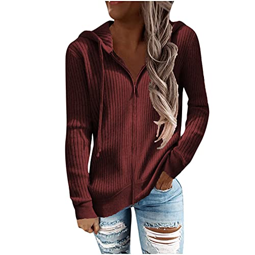 tsaChick Strickjacke Mädchen Long Sleeve Bolero Frau Cardigan Damen Sommer Langarm Women's Kurz Mit Kapuze Sportlicher Sommerjacke Herbst Einfarbig Zipfelsaum Exotisch Tunika Weste KSF24 von tsaChick