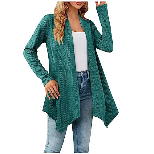 tsaChick Strickjacke Mit Kapuze Damen Strickjacken Kurz Damen Herbst Und Winter Medium Long Solid Farbe Strickjacke Langarm Pullover Strickjacken Für Damen Lang Strickjacken Für Da Grün XXL von tsaChick