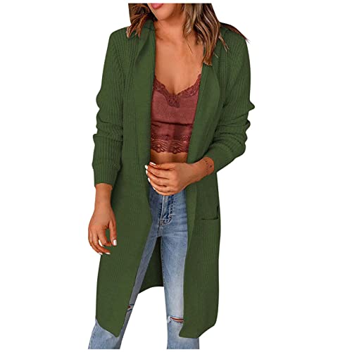 tsaChick Strickjacke Tracht Damen Frauen Long Sleeve Strickmantel Mädchen Teenager Strickweste Strickmantel Strickcardigan Strickjacken Ladies Lang Lapel Business Top Herbst Vorne Offen Knit KSJ11 von tsaChick