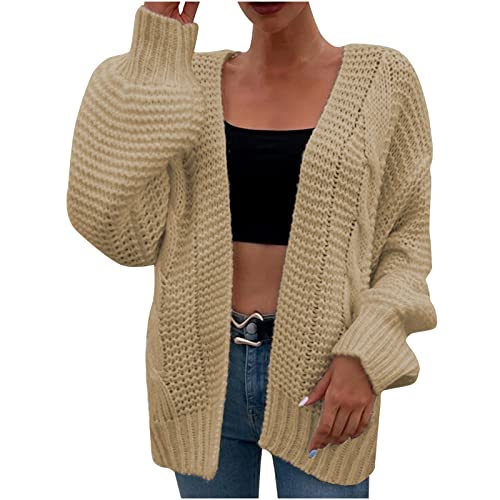 tsaChick Strickjacke Weiß Damen Mädchen Langärmelig Bolero Frau Strickjacke Damen Lang Grobstrick Women's Kurz Wasserfall Sommerjacke Herbst Unifarben Open Front Exotisch Tunika Weste KSG24 von tsaChick