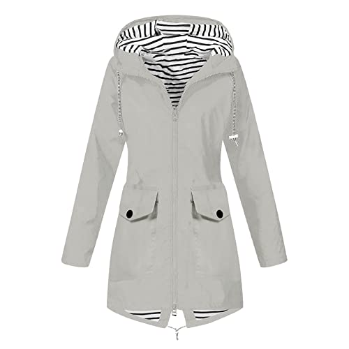 tsaChick Strickjacke Women Solid Rain Jacket Outdoor Plus Size Hooded Windproof Loose Coat Strickjacken für Damen KSW1 von tsaChick