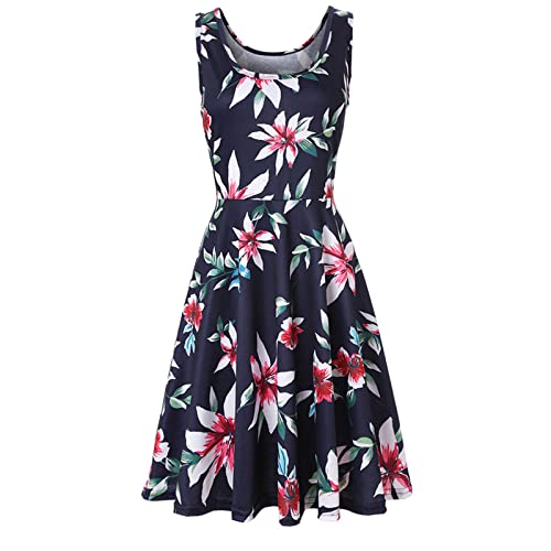 tsaChick Styleboom Fashion Damen Kleid Frauen Lässig Ärmellose Tank Kleider Crewneck Sommer Print Kleid Für Strand Blazerkleid Damen Clearance Gürtel Für Kleid Schwarzes Kleid Damen Elegant Clearance von tsaChick