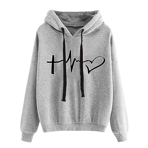 tsaChick Sweatshirts FüR Damen Damenmode Casual Langarm Print Hooded Pocket Sweatshirt Tops Bluse WYA13 von tsaChick