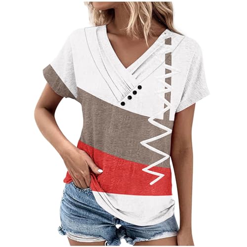 tsaChick T Shirts Damen Sommer Tshirt Damen Basic V-Ausschnitt Italienische Blusen Kleidung Damen Kurzarm Sommertop Damen Hellblaues Damen-T-Shirt Gelbes Tshirt Kinder 2024 Neu B8669 von tsaChick