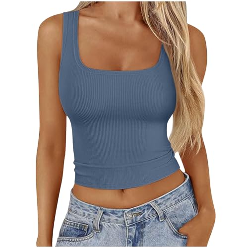 tsaChick Tank Top Damen Einfarbig Lässige Modische Rundkragen Ärmellos Tops Oberteile Basic Slimfit Lose Damen Damen Sommer italienische Mode Sale Leicht Elegant 2024 Neu X1116 von tsaChick